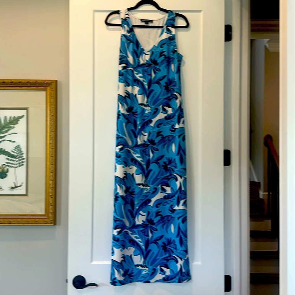 Boston Proper Elegant Blue and White Maxi Dress